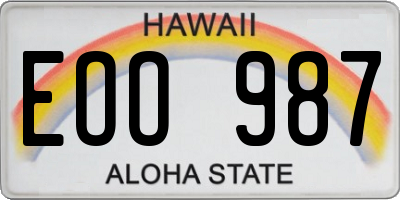 HI license plate EOO987
