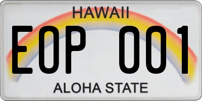 HI license plate EOP001