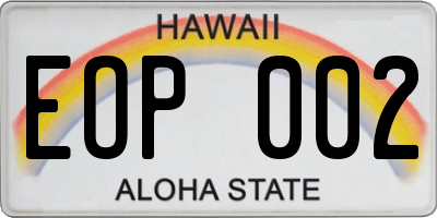 HI license plate EOP002