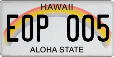 HI license plate EOP005