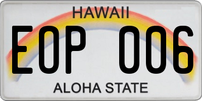 HI license plate EOP006