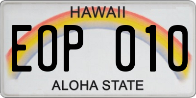 HI license plate EOP010