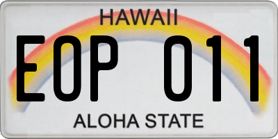 HI license plate EOP011