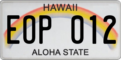 HI license plate EOP012