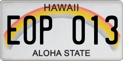 HI license plate EOP013
