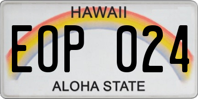 HI license plate EOP024