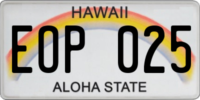 HI license plate EOP025