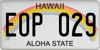 HI license plate EOP029