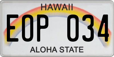 HI license plate EOP034