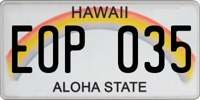 HI license plate EOP035