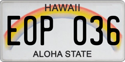 HI license plate EOP036