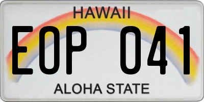 HI license plate EOP041