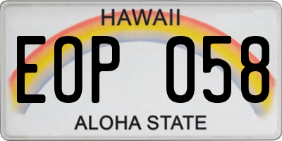HI license plate EOP058