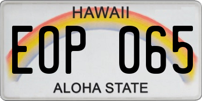HI license plate EOP065