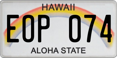 HI license plate EOP074