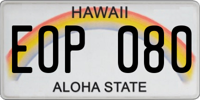 HI license plate EOP080