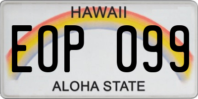 HI license plate EOP099