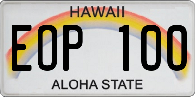 HI license plate EOP100