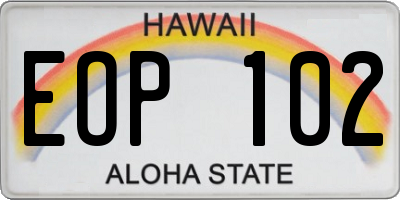 HI license plate EOP102