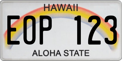 HI license plate EOP123