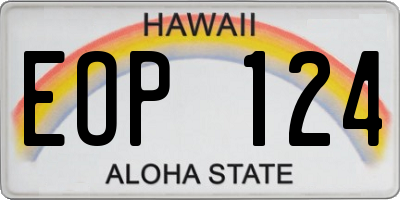 HI license plate EOP124