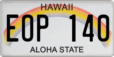 HI license plate EOP140