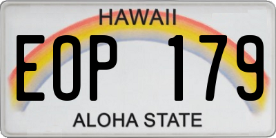 HI license plate EOP179