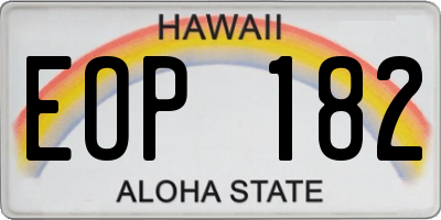 HI license plate EOP182