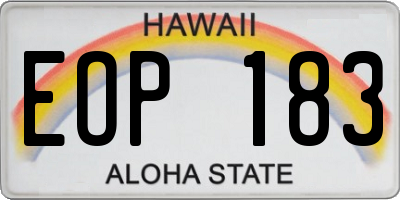 HI license plate EOP183