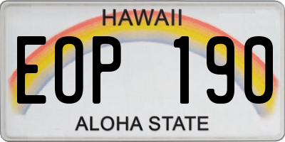 HI license plate EOP190