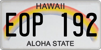 HI license plate EOP192
