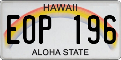 HI license plate EOP196