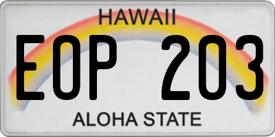 HI license plate EOP203
