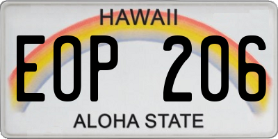 HI license plate EOP206