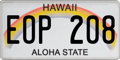 HI license plate EOP208