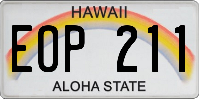 HI license plate EOP211