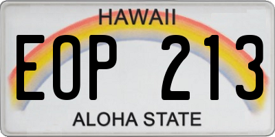HI license plate EOP213