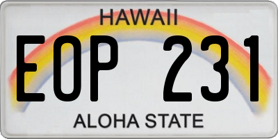 HI license plate EOP231