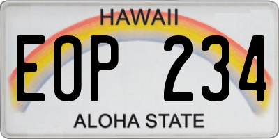 HI license plate EOP234