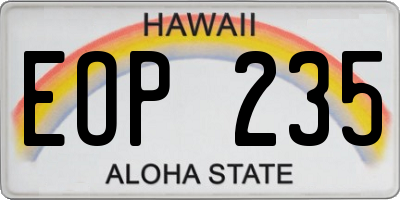 HI license plate EOP235
