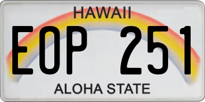 HI license plate EOP251
