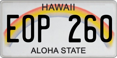 HI license plate EOP260