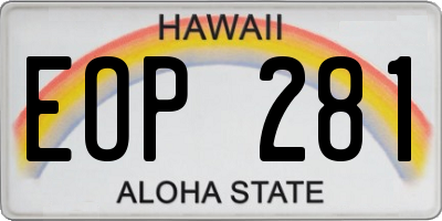 HI license plate EOP281