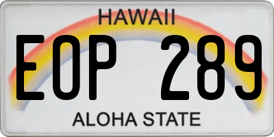 HI license plate EOP289