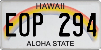 HI license plate EOP294