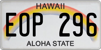 HI license plate EOP296