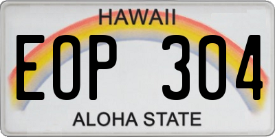HI license plate EOP304