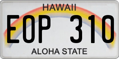 HI license plate EOP310