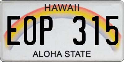 HI license plate EOP315
