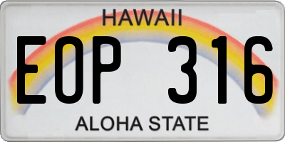 HI license plate EOP316